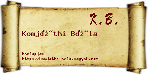 Komjáthi Béla névjegykártya