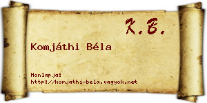 Komjáthi Béla névjegykártya